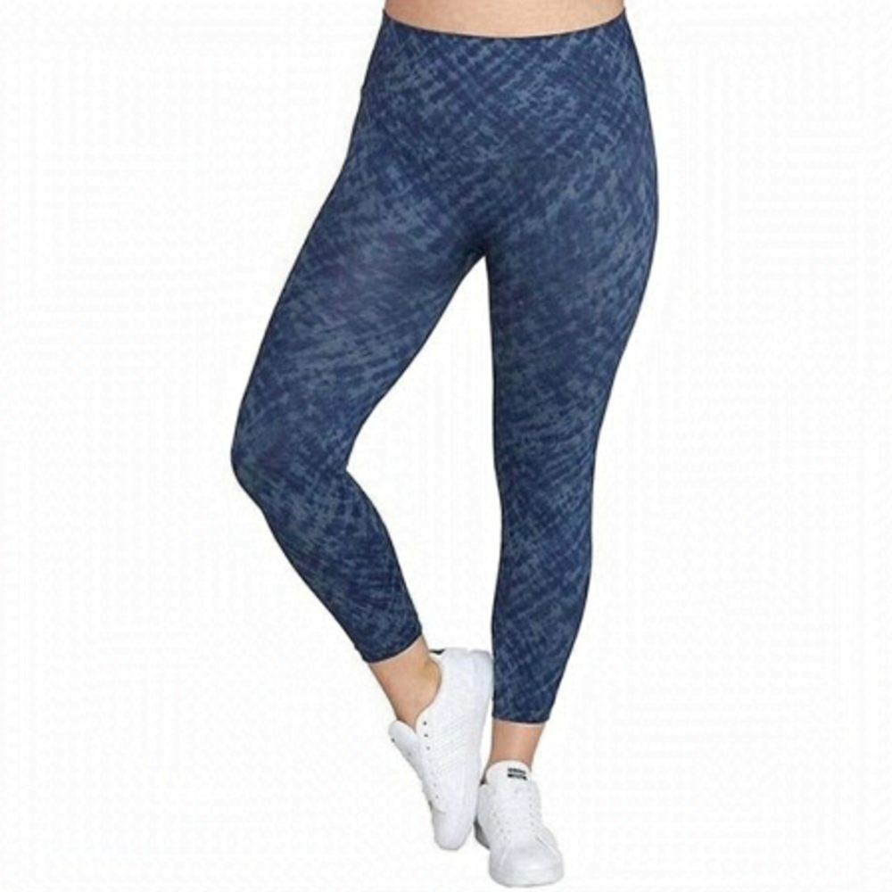 𝅺spanx Look At Me Now Blue Tie Dye Crop Leggings Size Small